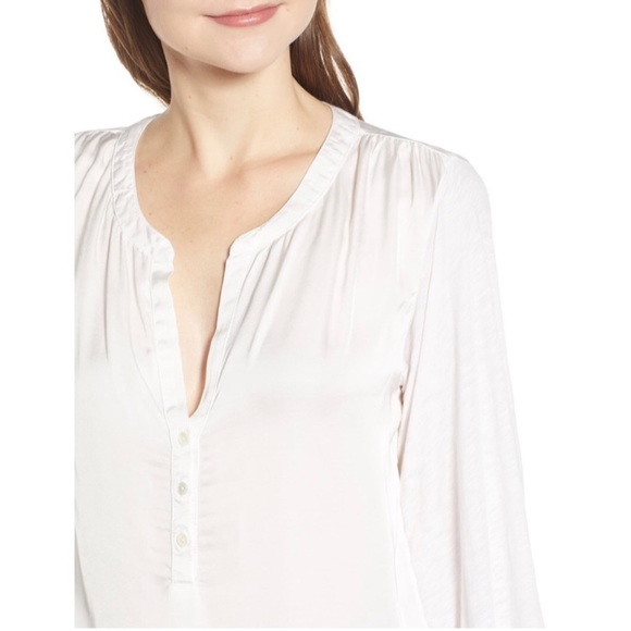 Velvet by Graham and Spencer trinette cream mixed media cotton blend blouse XS - Picture 2 of 10